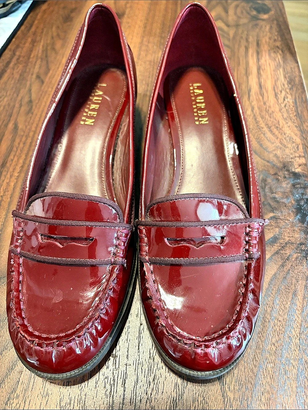 Lauren Ralph Lauren Patent Loafers in Burgundy